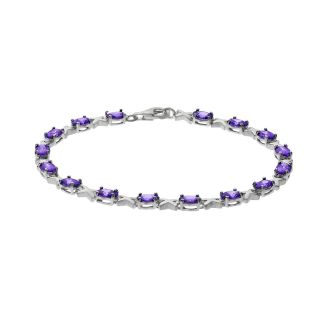Vòng tay bạc Sterling Silver đính đá CZ màu tím hoa cà hình nụ hôn