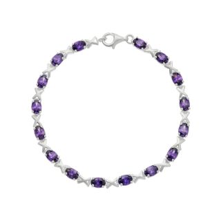 Vòng tay bạc Sterling Silver đính đá CZ màu tím hoa cà hình nụ hôn