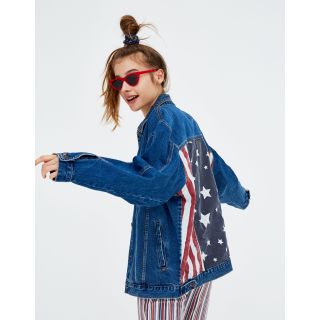 Denim jacket with flag